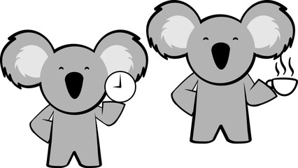 cute chibi koala cartoon set illustration in vector format