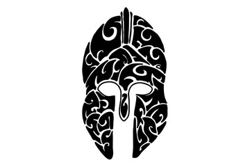 Black gladiator war helmet Tribal Tattoo Vector