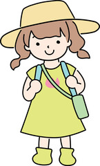 遠足に行くリュックを背負った女の子