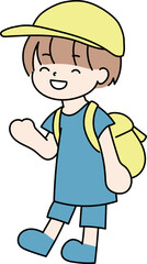 遠足に行くリュックを背負った男の子