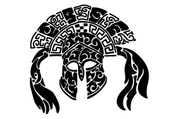 Black gladiator war helmet Tribal Tattoo Vector