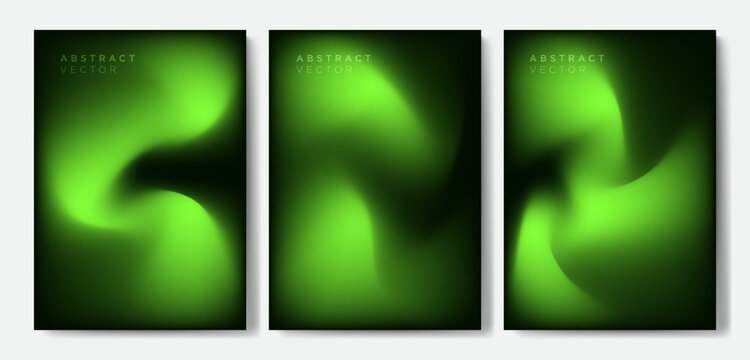 Minimalist mystic green gradient cover backgrounds vector set with modern liquid color. Modern wallpaper design for presentation, posters, cover, website and banner