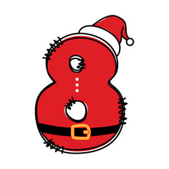 Christmas number 7, Christmas Santa Claus Numbers Eight, Cute Xmas Numbers