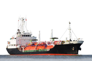 Oil Ship LPG tanker PNG, floating Storage Unit import export petroleum gas LPG and CNG on white...