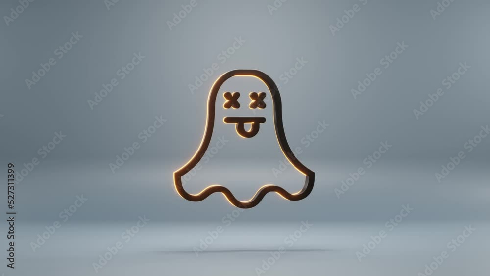Poster Beautiful abstract animation Halloween, black Ghost with orange light symbol on a blue background . 3d rendering illustration. Background pattern for design. Halloween day. Loops video.	
