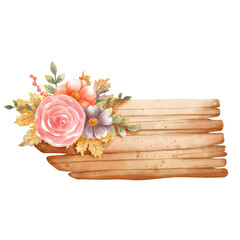 wooden sign with flower 