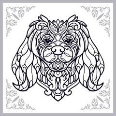 Dog head zentangle arts isolated on white black background