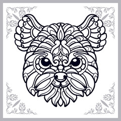 Dog head zentangle arts isolated on white black background