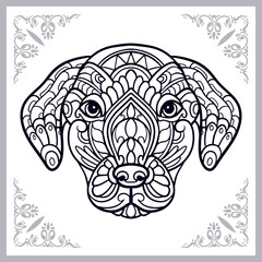 Dog head zentangle arts isolated on white black background