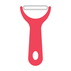 Simple peeler clipart vector illustration. Vegetable peeler flat vector design. Simple red peeler sign icon. Plastic peeler cartoon clipart. Kitchen utensils and cooking concept symbol