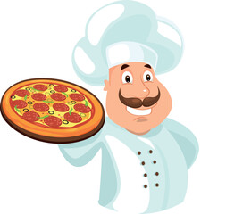 Pizza chef logo. Funny mascot for italian restaurant