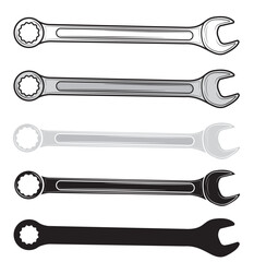 Set of Metal wrench isolated on white background white background. Repair tool. Vector illustration