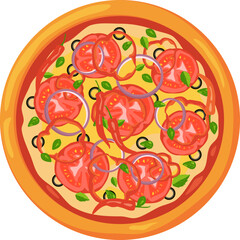 Hot spicy pizza with mexican peppers. Fast food icon