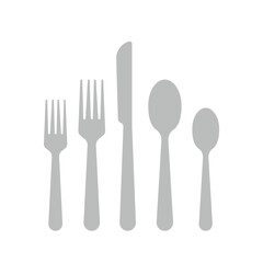 Cutlery set with fork, spoon and knife clipart vector illustration. Simple cutlery flat style vector design. Fork knife spoon set cutlery sign web icon, logo clipart. Restaurant concept symbol