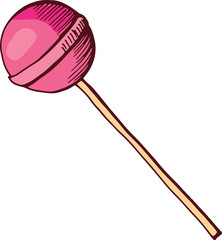 Pink lollipop sketch. Hand drawn hard candy