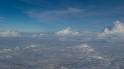 Fototapeta na wymiar Flying Above Birds’ Eye View Through Clouds At Bangalore Karnataka India