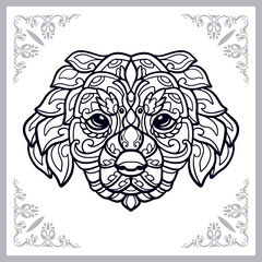 Dog head zentangle arts isolated on white black background