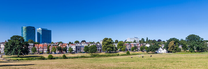 Skyline of city Arnhem, Netherlands, with Park Sonsbeek in the foreground.