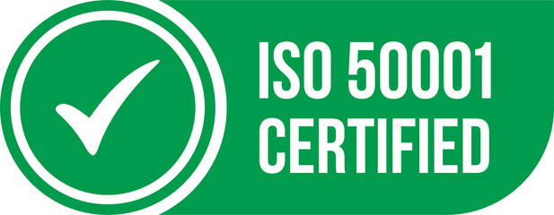 ISO 50001 standard certificate badge - Energy management. Png stock illustration. - obrazy, fototapety, plakaty