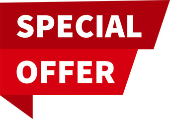 Red banner with text special offer.special offer emblem, label, badge,sticker, logo. Designed for your web site design, logo, app, png