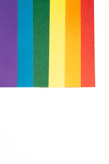 LGBT Rainbow flag background. Group of colored cardboard. Gay pride flag