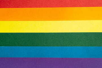 LGBT Rainbow flag background. Group of colored cardboard. Gay pride flag