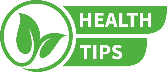 Health tips, badge, icon on white background. png stock illustration.