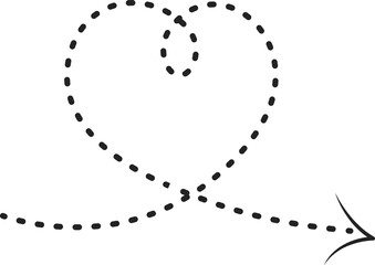 Abstract arrow with dots. Hand draw lineal icon. Pointer and decoration for banners