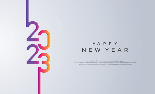 Happy new year 2023 with colorful numbers