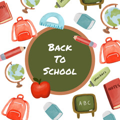 back to school  watercolor background