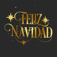 merry christmas lettering in spanish, elegant, golden
