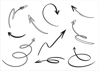 Set of black varied arrows for business and education. Modern black design template. Isolated vector illustration.