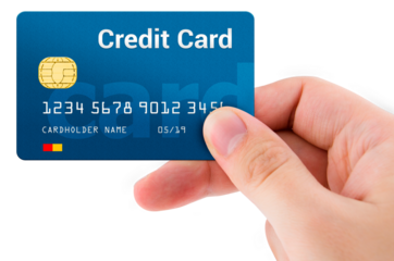 Hand holding plastic credit card