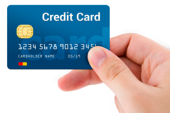 Hand holding plastic credit card - Powered by Adobe