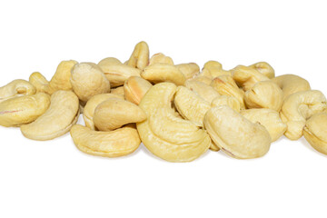 roasted cashew nuts isolated on white background