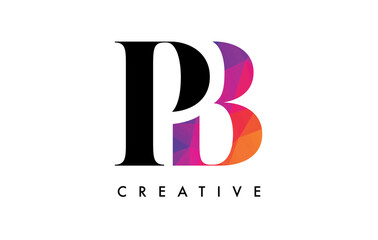 PB Letter Design with Creative Cut and Colorful Rainbow Texture