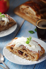 Traditional Austrian strudel with apples