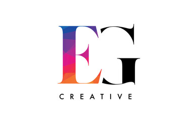 EG Letter Design with Creative Cut and Colorful Rainbow Texture