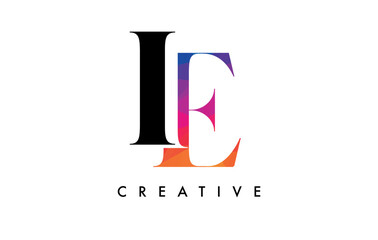 IE Letter Design with Creative Cut and Colorful Rainbow Texture