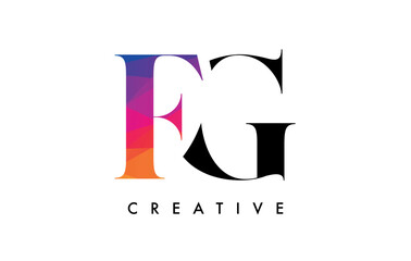 FG Letter Design with Creative Cut and Colorful Rainbow Texture