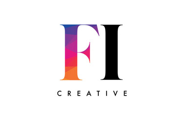 FI Letter Design with Creative Cut and Colorful Rainbow Texture