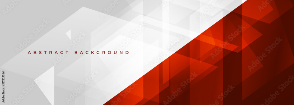 Wall mural white and red wide abstract background with geometric shapes. red and white modern abstract banner o