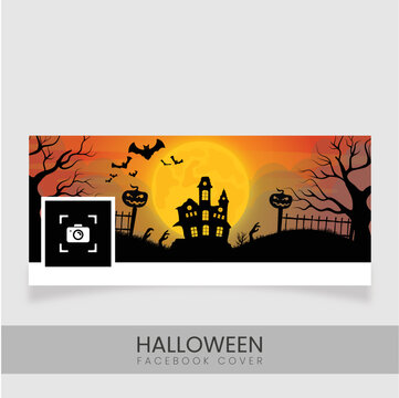 Halloween Facebook Cover Design With Full Moon