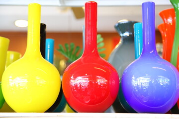 colorful glass vases