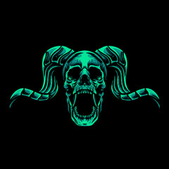 Skull demons dark art illustration