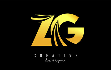 Creative golden letter ZG g logo with leading lines and road concept design. Letters with geometric design. Vector Illustration with letter and creative cuts and lines.