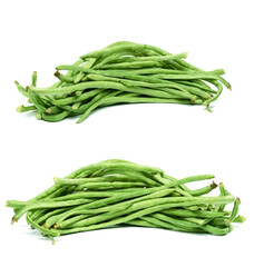 Bunch of fresh asparagus beans on a white isolated background.