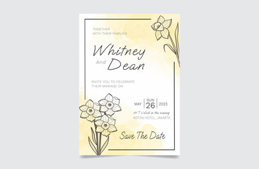 Modern botanical flower wedding invitation template