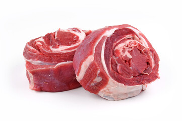 Raw beef isolated on white background