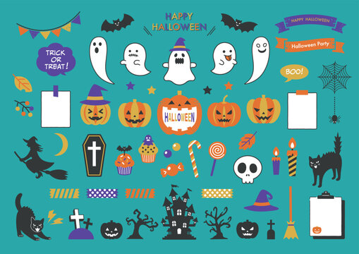 ハロウィンのイラスト素材のセット
